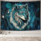 Xguatan Wikinger-Wolf-Wandteppich, nordische Mythologie-Runen, alte blaue Wandteppiche, Meditation, mittelalterliches Geheimnis, Tiere, alte Kunst, Wandteppich für Schlafzimmer, Poster, 152x101 cm