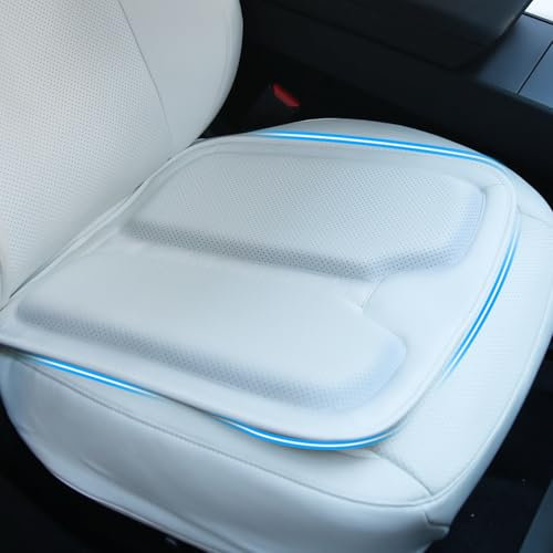TOPABYTE Sitzkissen Auto, Sitzbezüge Auto Vorne, Autositzkissen Premium Speicherschaum Fahrer Memory Foam Nappa Leder Kissen für Autositz, Bürostuhl und Alle Stühle (1 Stücke/Weiß)
