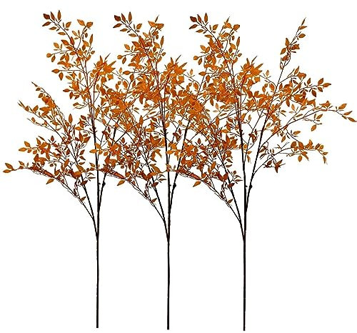 Avoik 3 troncos artificiales de plantas artificiales Ficus ramas de otoño falso eucalipto planta ramitas con hojas artificiales para decoración del hogar jardín oficina decoración 110 cm