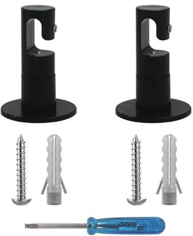 OASHISU 2 Stück Wand und Deckenpins Aufputz-Kabelhalter für Lampe, Textilkabel Schwarz Kabelhalter als Deckenbefestigung Kabelhalterungen Wandhalterungen Deckenhalterungen DIY mit Schrauben und Dübeln