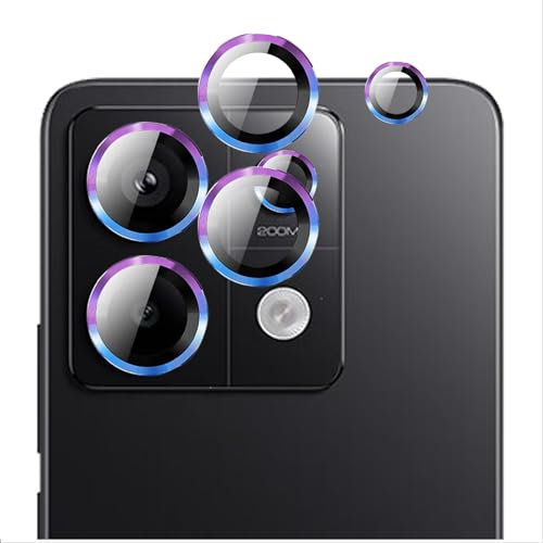 GIOPUEY [Protección Integral Protector de Lente de Cámara Compatible con Xiaomi Poco X6 5G, [Doble Protección] Metal + Vidrio Templado, Protector de Cámara - Colorful