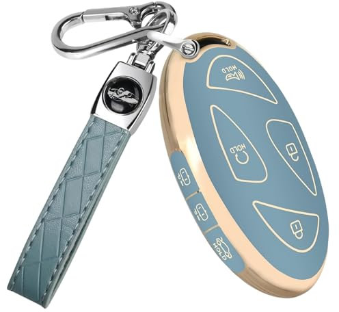 MEDZUK 7 Boutons Coque Clé Compatible avec Hyundai Kona SX2 EV 2023-2025 2026 Coque de Protection pour clé de Voiture TPU, Accessoire Étui pour Clés avec Porte-clés (Bleu)