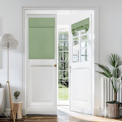 Vatge Small Window Curtain for Doors with Windows Super Soft Blackout French Door Panel Curtain for Privacy, 1 Panel, W24 x L36, Sage Green