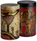 Dose Africa je 500g - 2er Set - mit afrikanischen Motiven aufwendig lackiert, Drehverschluss - Vorratsdose, Kaffee- Teedose lebensmittelecht - Ø 10,9cm Höhe 19,0cm