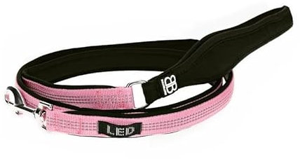 BULLYBILLOWS Active Light Lead - Reflective Nylon Dog Leash with Neoprene-Lined Handle, Stainless Steel Hardware-Dog Lead- 1.4m Length - Pink