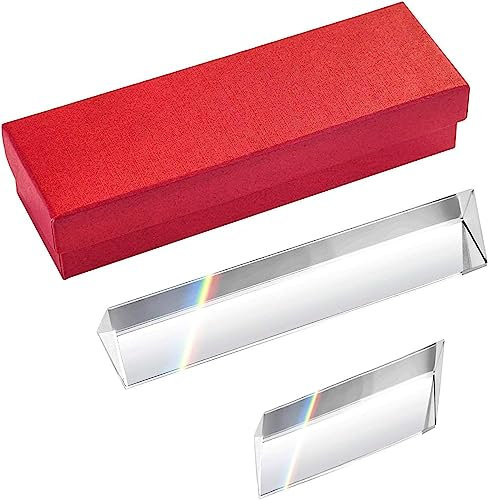 SBJJGQIS 2Pcs Dreiecksprisma K9 Glas Prisma,Glas Prisma Optisches,Prismen Fotografie,Regenbogen Effekt Prisma Fotografie Zubehör mit Geschenkbox,Transparente Prismen für Lichtspektrum Unterricht