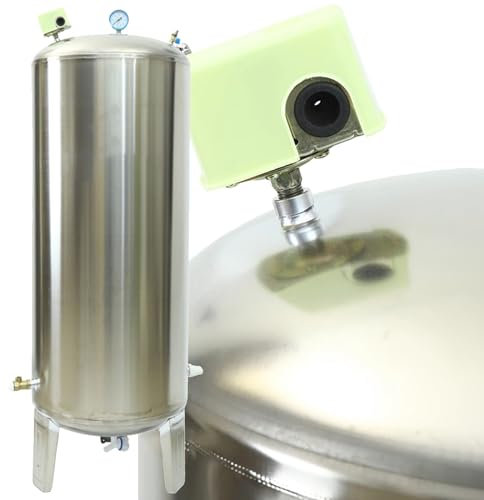 Vaso de expansión Kit de instalación de tanque de presión de pozo 60 100 160 200 250 300 400 L, tanque de presión de agua vertical de acero inoxidable para bomba de pozo/sistema de agua a presión (Si