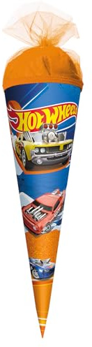 ROTH Schultüte klein Hot Wheels 50 cm - rund, Tüllverschluss - Zuckertüte Hot Wheels Schulanfang