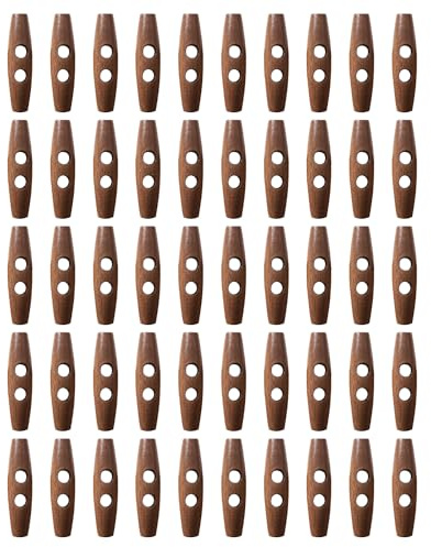 50 Botones de Madera para Manualidades y Costura - Ovalados de 2 Agujeros para Camisas, Abrigos y Ropa Decorativa