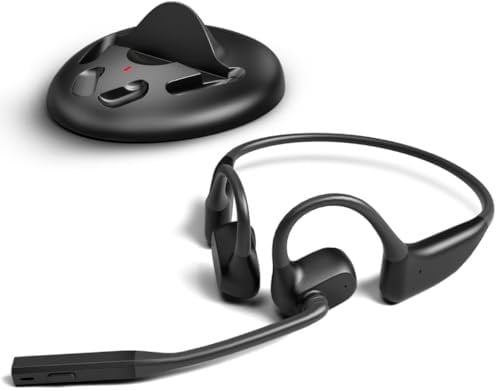 Avantalk Lingo N21 - Cuffie Open-Ear Wireless con Microfono Boom Antirumore & Dock di Ricarica, Auricolari Bluetooth 5.3 per PC, Computer & Telefono, 15h di Autonomia, Leggeri & Comodi