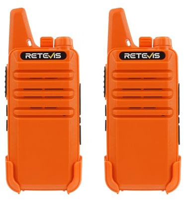 Retevis RT622 Walkie Talkie Mini, PMR446 Professionelles 2-Wege-Funkgerät für Große Entfernungen, VOX, Wiederaufladbares Auto-Walkie-Talkie für Erwachsene, Camping (Orange, 1 Paar)