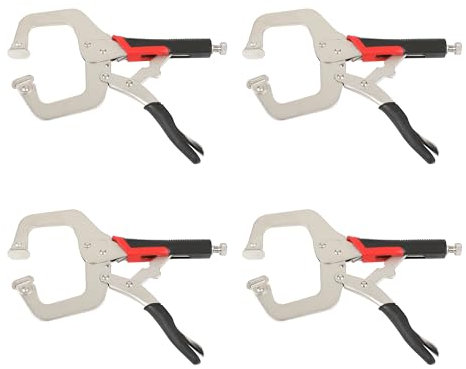 HFS(R) C Clamp with Trigger Release, Heat-Treated Carbon Steel, Corrosion-Resistant, with Swivel Pads for Woodworking, Welding, and Electrical Maintenance (4pcs-6 Inch-Rubber Grip)
