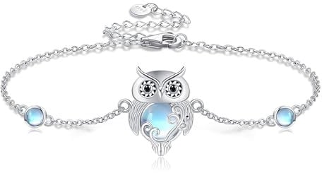 ONEFINITY Eule Armband 925 Sterling Silber Eule Mondstein Armband Schmuck Geschenke für Damen
