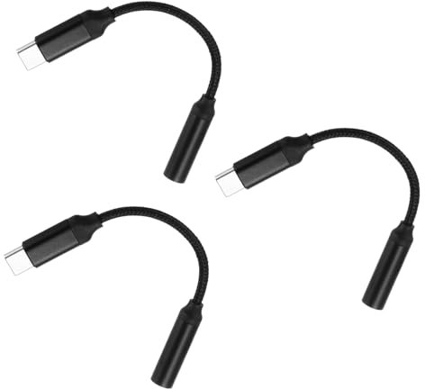 sourcing map 3pcs USB C to 3.5mm Female Audio Aux Jack Cable Type C Adapter to 3.5mm TRS Headphone Car Stereo HiFi Cord 7/16 Inch for Phone Speaker Laptop, Black