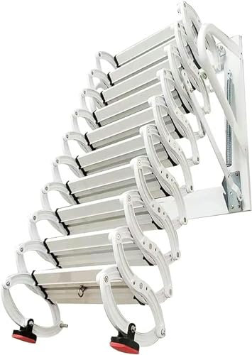 asdchZen Dachbodentreppe Aus Legierung, Ziehharmonika-Dachbodenleiter, Wandmontage, Dachbodentreppe, Herunterziehbare Dachbodenleiter, Zusammenklappbare Teleskopleiter Für Schmale Räu,2