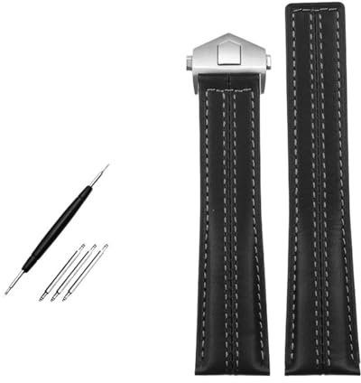 SRDRK Echtleder-Uhrenarmband für TAG Heuer Carrera Edition Heuer Rindsleder Monaco Heritage 6 Uhrenarmband-Zubehör 22 mm(Black-silver)