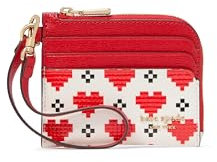 kate spade new york Devin Saffiano-Leder-Münzkartenetui, Pixel Hearts Cream Multi, Einheitsgröße