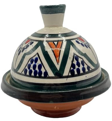 Mini Tajín para especias de cerámica de Safí, pintado a mano, diámetro 13 cm, 0811241420 Marruecos, Túnez, Turquía, étnico del mundo