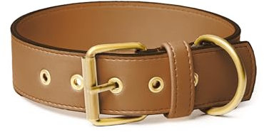 FriedaGreen Hundehalsband – Hochwertig & Farbecht, Robust & Langlebig, Fellschonend & Hypoallergen, Wasserfest, Apfel-Leder, Ultraleicht, Braun – sehr Große Hunde