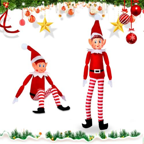 NCKIHRKK 2er Set Elvs Weihnachtself Figur, 45cm Blaue Augen Weihnachtself Wichtel, Elfen Weihnachtsdeko,Weihnachtsdeko Innen,Weihnachtselfen Figuren Weihnachten Wichtel für Schreibtische