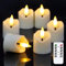 Wroxipel 6 Pack Battery Operated Auto Daily Timer Ivory Plastic Flameless Votive LED Candles, Long Runtime 4cm x6cm Flickering Tealight Candles with Remote Control