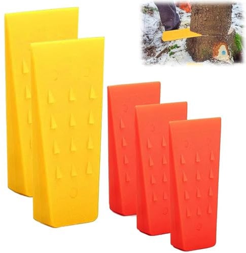 Intckwan Fällkeil Set 5er Pack (2x8 Zoll + 3x6 Zoll) - Forstkeil aus Fällkeil Kunststoff mit Widerhaken, rutschfest & Frostsicher, Inkl. Netzbeutel, Keile Forst & Fällkeile Forst für Sicheres Baumfä