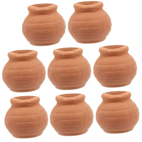 KONTONTY Mini Pots De Fleurs en Terre Cuite pour Plantes Succulentes, Jardinières D'intérieur Et Pépinière, Lot De 8 Petits Pots Ronds 6 Cm, Usage Bureau Et Décoration Intérieure