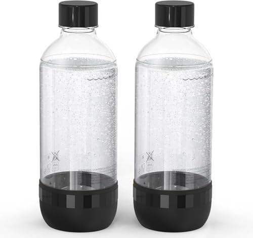 Thorder Soda-Flaschen, 1 Liter, wiederverwendbare BPA-freie Sprudelwasserflaschen, PET, für Soda-Maschine, Sprudelwasserbereiter, 2 Stück schwarze nachfüllbare Flaschen