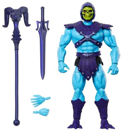 Masters of the Universe Masterverse Skeletor Vintage Collection Actionfigur, 18 cm, mit Zubehör, Schwert und Stab, Blau und Violett