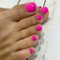 SXVME Hot Pink Press on Toes Nails Short Square, Solid Color Fake Toe Nails Glue on, Toe Press on Nails for Women, Glossy Gel ToeNails Acrylic for Decoration 24 Pcs