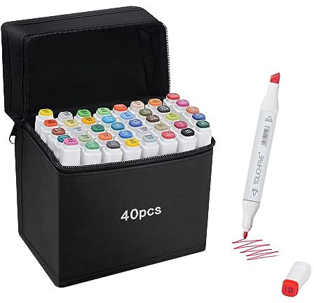 Shoze Colouring Pens Alcohol Markers With Carrying Bag 40 Colors Of Fine Art Markers Artist Drawing Double Nib Set Oily Pen Permanent Marker Set Suitable For Beginners Sketch Drawing (White 40 Colors)