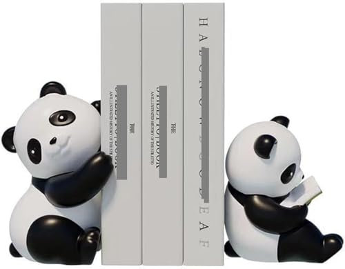 VDLLQYN, 2 pièces serre-livres de panda de lecture, figurines d'animaux de dessin animé serre-livres antidérapants, décoration d'étagère, cadeaux d'anniversaire, for la décoration de bureau de chambre