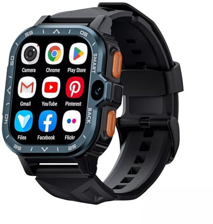 cosescos 4G/5G LTE Smart Watch with SIM Card Slot, WiFi Video Calling, GPS Tracker, Heart Rate/Sleep Monitor, IP68 Waterproof Smartwatch for Kids & Adults (B)