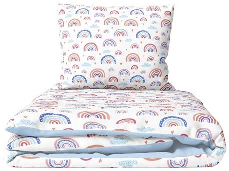 Baby Comfort 2 Piece Toddler Children Quilt Duvet & Pillow Set 120x90 cm to fit Cot Bed 12M+ (Rainbow)