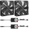Lot de 2 ventilateurs de boîtier 120 mm - 12 V - Avec contrôle de vitesse - AC 220 V - Double roulement à billes - Silencieux - Pour PC, ordinateur portable, TV, radio, routeur, châssis