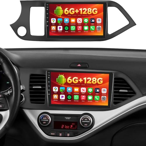 OiLiehu 6+128G 8 Kern Android 13 Doppel Din Radio für Kia Picanto TA 2011-2016 CarPlay Android Auto Autoradio Mit Bildschirm 9 Zoll mit Mirror Link Bluetooth GPS FM RDS WiFi SWC DSP/EQ Rückfahrkamera
