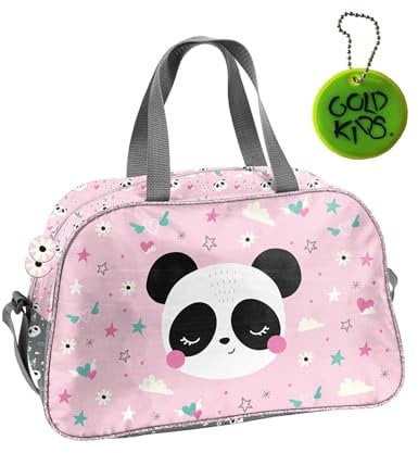 Paso - Sporttasche Kinder für Mädchen & Jungen - Umhängetasche mit Panda Motiv - Schwimmtasche mit verstärktem Boden - Trainingstasche 40 x 25 x 15 cm