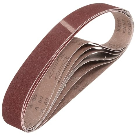 QUARKZMAN 50mm x 915mm Bandas de Lija Set, 6pcs Cintas Abrasivas 80 Grano Correa para Lijadoras Óxido Aluminio para Carpintería Pulido de Metal Afilador de Cuchillo