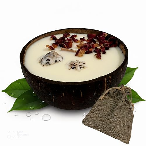 Bougie parfumée artisanale en noix de coco – Cire de soja 100% végétale, ~40 h – Végan, sans phtalates/CMR – À planter (graines + terreau inclus) – FLOREA – Arôme: