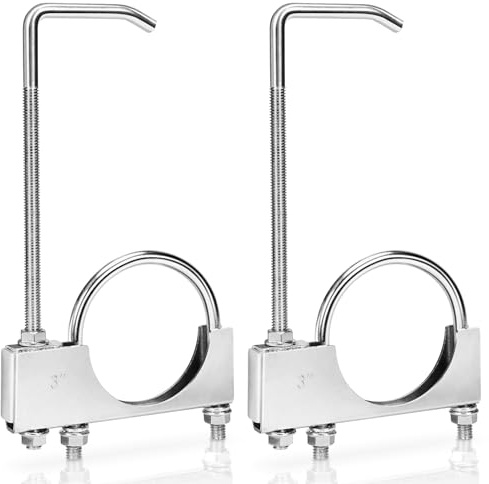 2 Pack Universal Exhaust Clamp with Hanger, Upgrade Exhaust System Hanger fit 2.5-3 Inch(6.35 cm-7.62 cm) Exhaust Pipe, Adjustable Heavy Duty Muffler Hangers Tool for Most Car Turck