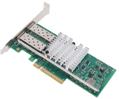 Jectse Carte Réseau Fibre Optique PCIe X8 10 Go, Adaptateur Ethernet Double SFP + Ports avec Prise en Charge de la Puce 82599, pour Wins pour pour VMware pour Freebsd