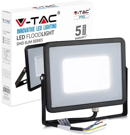 Proiettore Slim LED 50W, Chip Samsung, Nero Luce Naturale 4000K