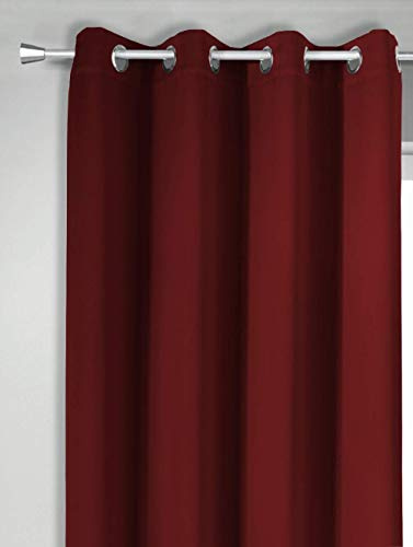 NOVUM fix Verdunkelungsvorhang mit Ösen, Bordeaux-Rot, Extra lang 250 cm, Stoffbreite ca. 145 cm, Blickdicht, Thermoeffekte für Kälteschutz und Wärmeschutz, energiesparende Gardine