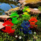 Sun Catcher Garden Decor 5er Set Sonnenfänger Garten Stecker, Statuen Figuren 10cm hohe Frosch Dekoration für Garten, Balkon oder Terrasse, Farbe:YYY