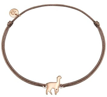 GLANZSTÜCKE MÜNCHEN Damen-Textilarmband roségold Alpaka Sterling Silber rosévergoldet 15-22 cm - Stoffbändchen Armschmuck mit Anhänger Lama