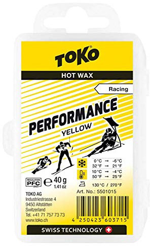 TOKO Skiwachs Performance, Größe:40 g, Farbe:Yellow 0 °C - -6 °C