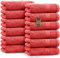 NatureMark Gästetücher – 12er Pack (30x50 cm), 100% Baumwolle, Oeko-Tex Zertifiziert, weich, saugfähig und pflegeleicht – Für Bad, Gäste & Spa – Rot