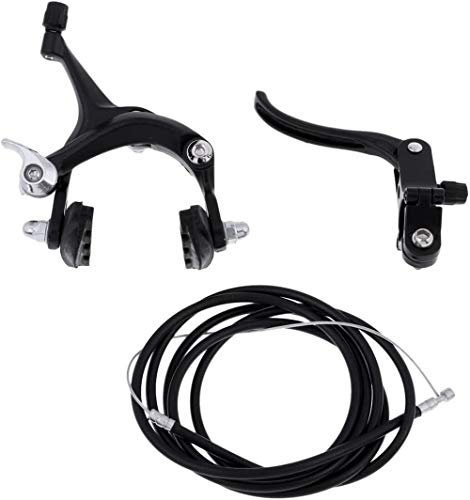 Alloy U Brake Caliper Levers &Cable Kit Front Rear Pair Set Replacement for BMX Bicycle Repair Parts Accessory (Rear Black)