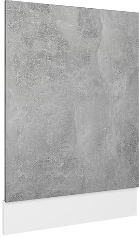 vidaXL Panel Delantero Lavavajillas Cocina Proteger Electrodoméstico Duradero Diseño Sencillo Fácil de Limpiar Contrachapada Gris Hormigón 45x3x67cm