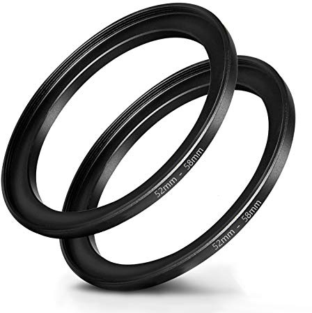 52mm-58mm Step Up Ring [52mm Lens to 58mm Filter], FANZR Camera Lens Filter Adapter Ring Lens, Premium Aluminum (2 Pack)